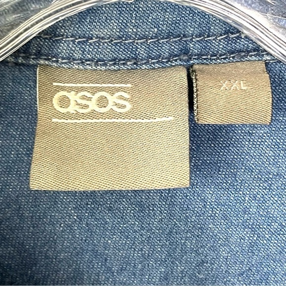 Asos Men's Chambray Denim Causal Button Down Collared Shirt Sz XXL - Picture 7 of 7